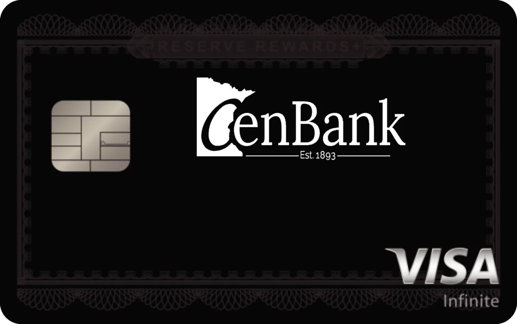 A black visa credit card with the cenbank logo on it